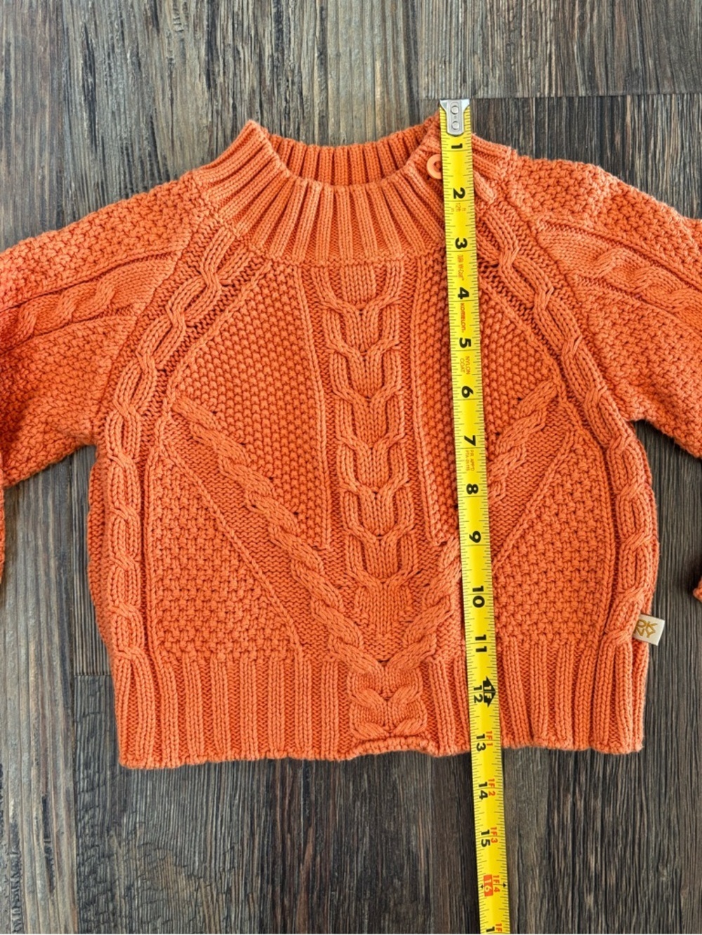 DKNY Cable-Knit Baby Sweater 18-24 Mos Orange Mock Neck Pullover Chunky Preppy - Picture 4 of 10